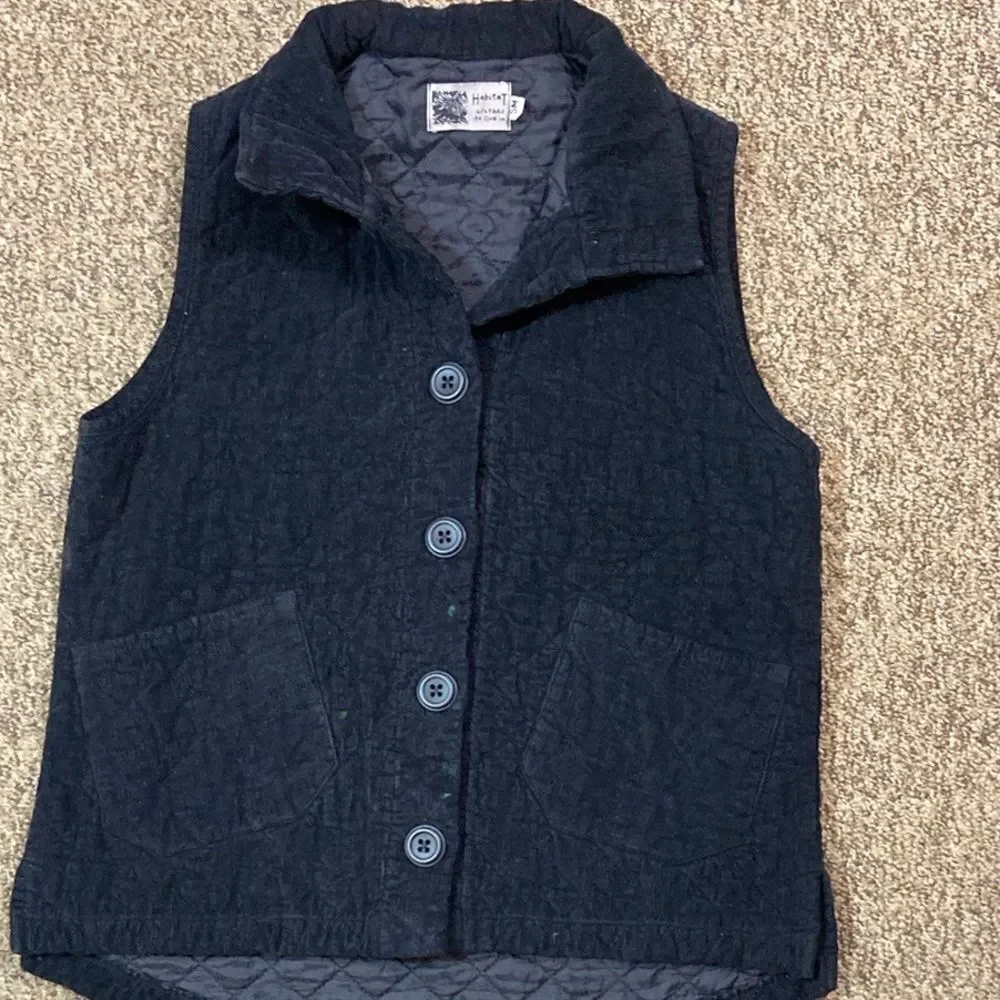 Habitat Clothes To Live In Women Jacket Vest Black Size SM 100% Cotton Courduroy